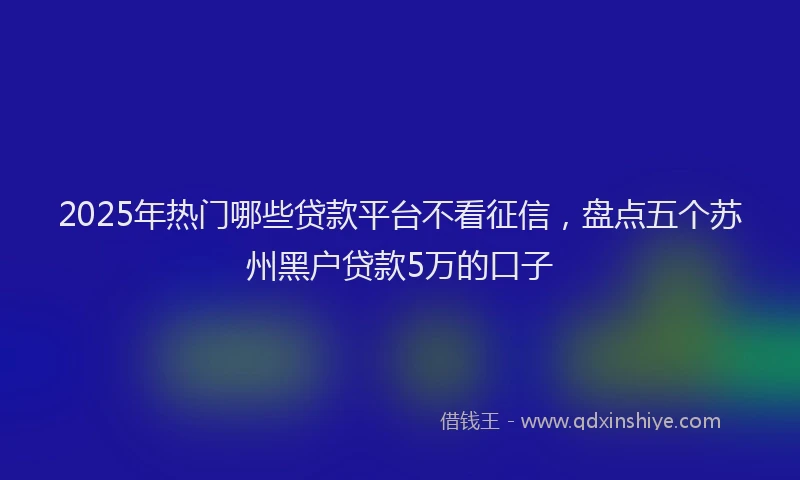 2025年热门哪些贷款平台不看征信，盘点五个苏州黑户贷款5万的口子