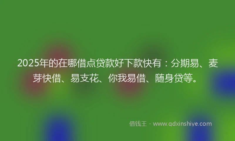 2025年的在哪借点贷款好下款快有：分期易、麦芽快借、易支花、你我易借、随身贷等。