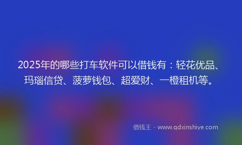 2025年的哪些打车软件可以借钱有：轻花优品、玛瑙信贷、菠萝钱包、超爱财、一橙租机等。