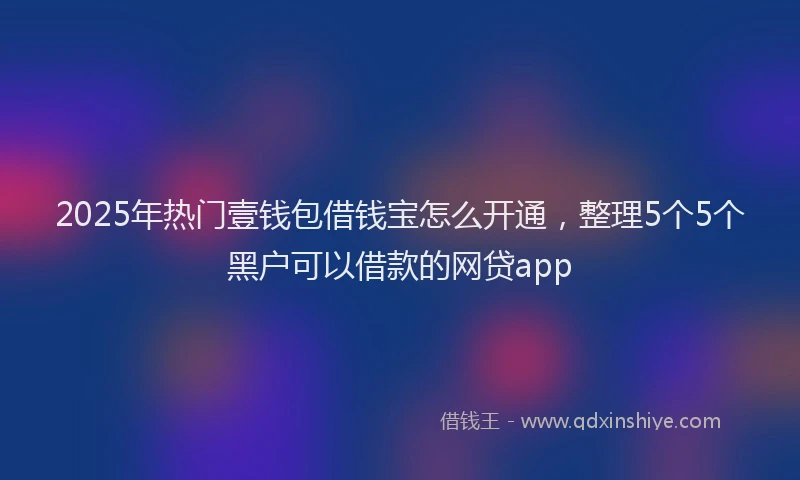 2025年热门壹钱包借钱宝怎么开通，整理5个5个黑户可以借款的网贷app