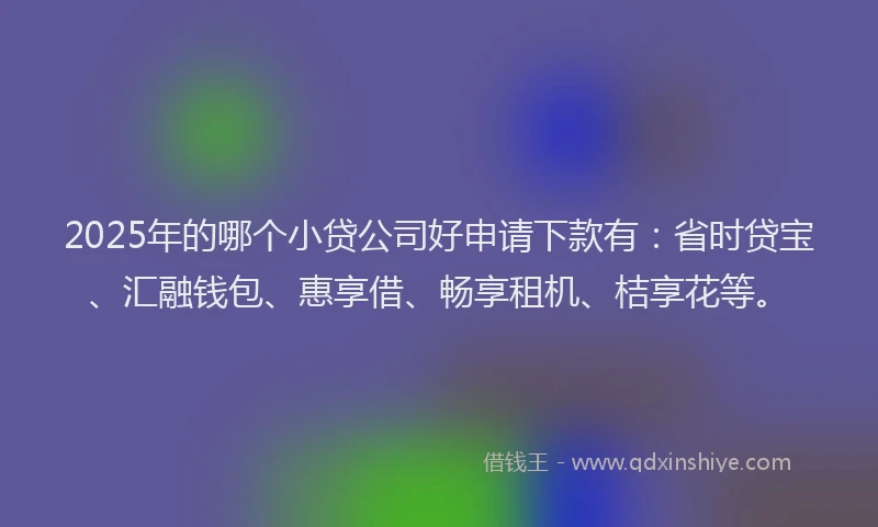 2025年的哪个小贷公司好申请下款有：省时贷宝、汇融钱包、惠享借、畅享租机、桔享花等。