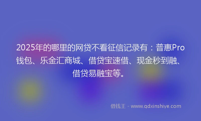 2025年的哪里的网贷不看征信记录有：普惠Pro钱包、乐金汇商城、借贷宝速借、现金秒到融、借贷易融宝等。