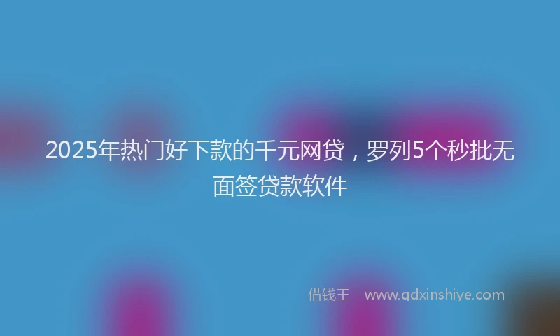 2025年热门好下款的千元网贷，罗列5个秒批无面签贷款软件