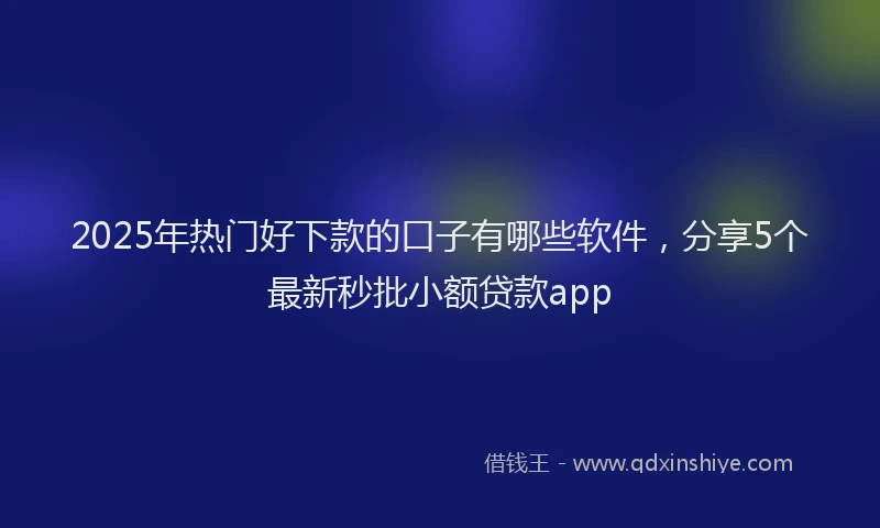 2025年热门好下款的口子有哪些软件，分享5个最新秒批小额贷款app
