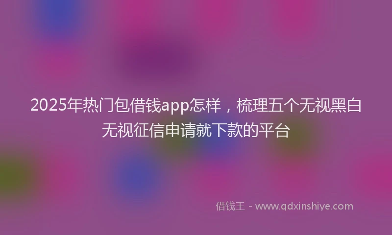 2025年热门包借钱app怎样，梳理五个无视黑白无视征信申请就下款的平台