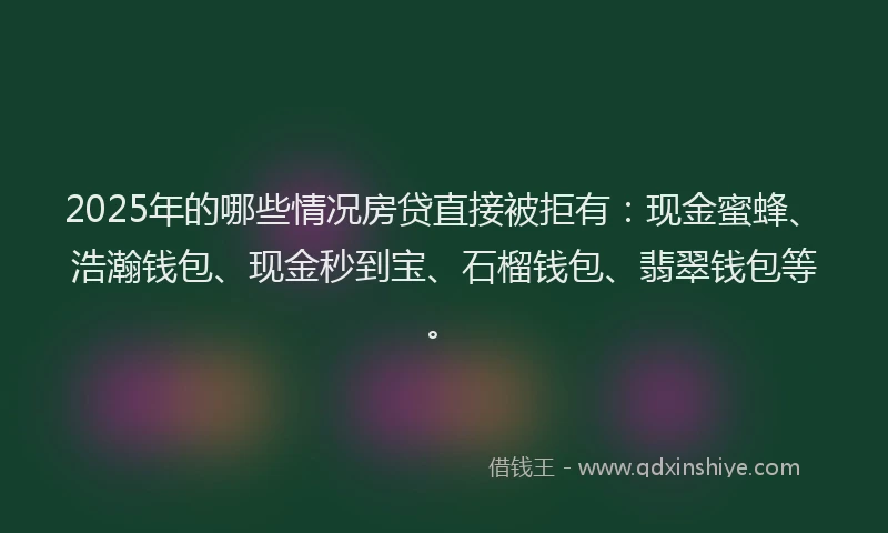 2025年的哪些情况房贷直接被拒有：现金蜜蜂、浩瀚钱包、现金秒到宝、石榴钱包、翡翠钱包等。