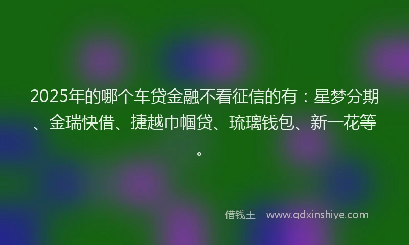 2025年的哪个车贷金融不看征信的有：星梦分期、金瑞快借、捷越巾帼贷、琉璃钱包、新一花等。