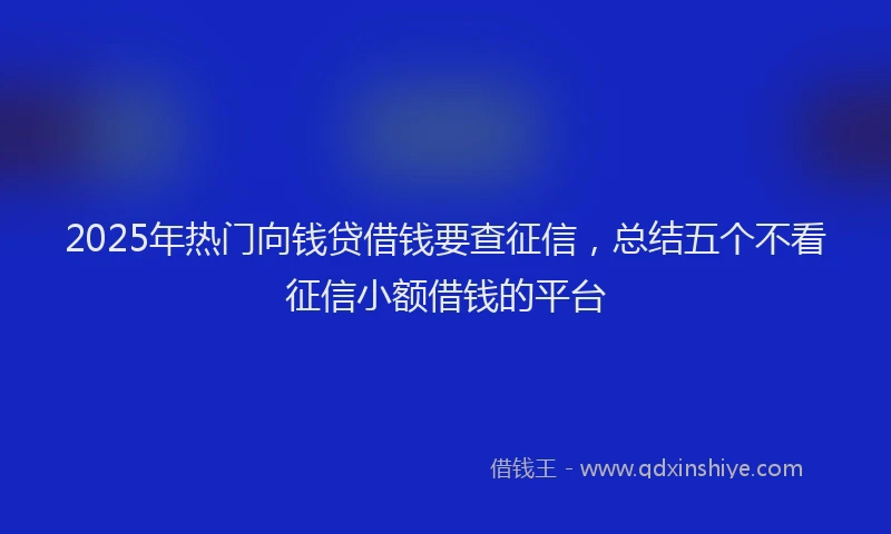 2025年热门向钱贷借钱要查征信，总结五个不看征信小额借钱的平台