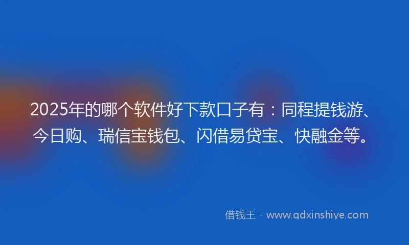 2025年的哪个软件好下款口子有：同程提钱游、今日购、瑞信宝钱包、闪借易贷宝、快融金等。