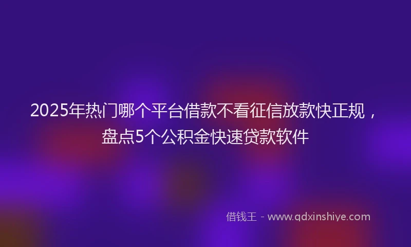 2025年热门哪个平台借款不看征信放款快正规，盘点5个公积金快速贷款软件