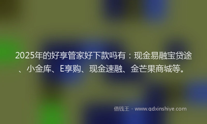 2025年的好享管家好下款吗有：现金易融宝贷途、小金库、E享购、现金速融、金芒果商城等。