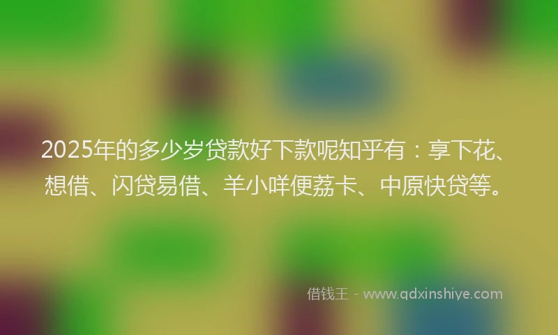 2025年的多少岁贷款好下款呢知乎有：享下花、想借、闪贷易借、羊小咩便荔卡、中原快贷等。