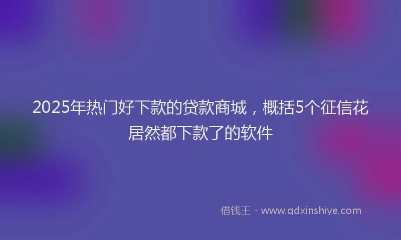 2025年热门好下款的贷款商城，概括5个征信花居然都下款了的软件