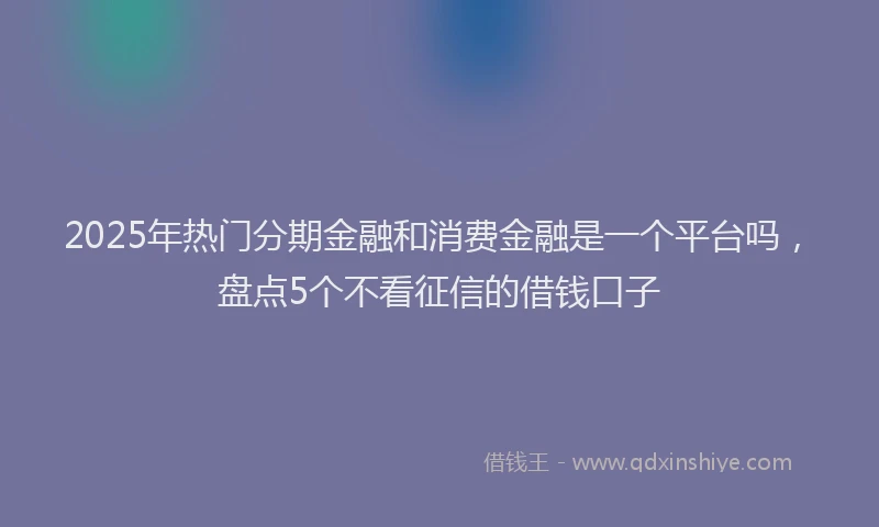 2025年热门分期金融和消费金融是一个平台吗，盘点5个不看征信的借钱口子
