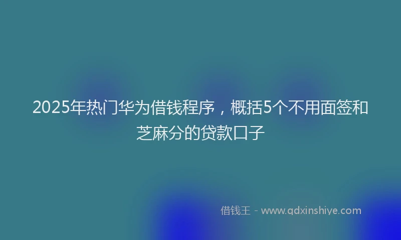 2025年热门华为借钱程序，概括5个不用面签和芝麻分的贷款口子