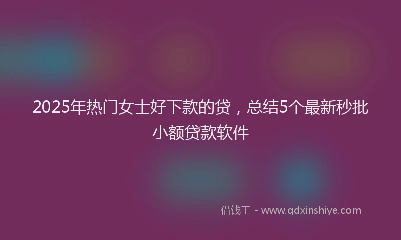 2025年热门女士好下款的贷，总结5个最新秒批小额贷款软件