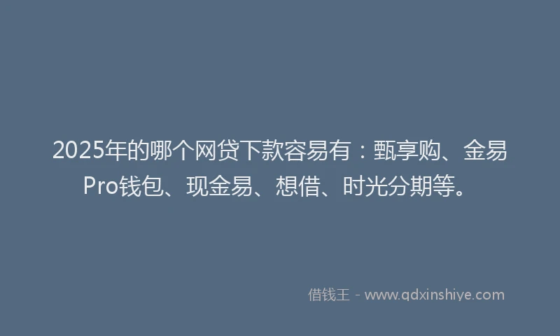 2025年的哪个网贷下款容易有：甄享购、金易Pro钱包、现金易、想借、时光分期等。