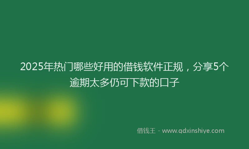 2025年热门哪些好用的借钱软件正规，分享5个逾期太多仍可下款的口子