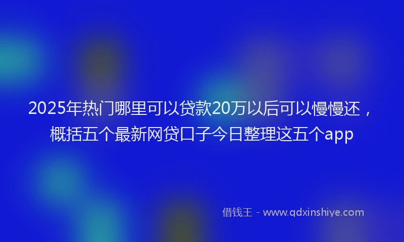 2025年热门哪里可以贷款20万以后可以慢慢还，概括五个最新网贷口子今日整理这五个app