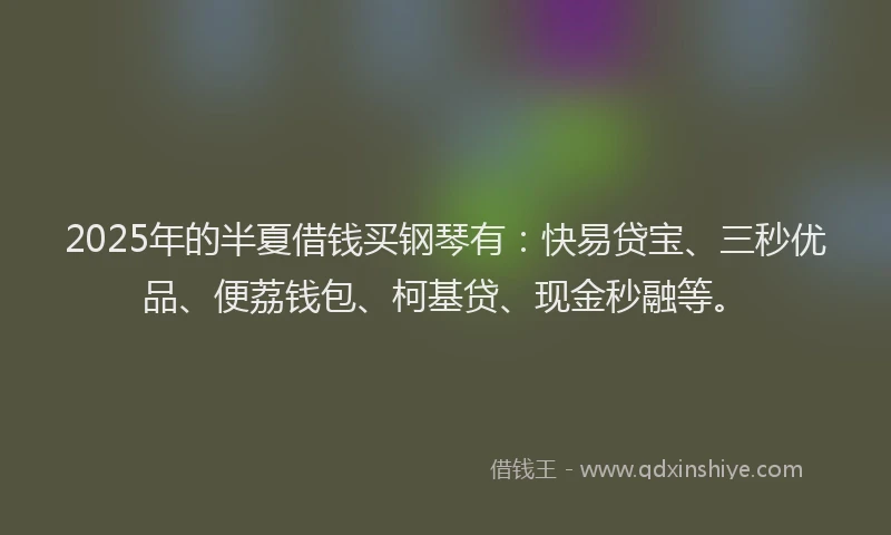 2025年的半夏借钱买钢琴有：快易贷宝、三秒优品、便荔钱包、柯基贷、现金秒融等。