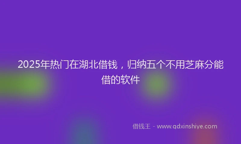 2025年热门在湖北借钱，归纳五个不用芝麻分能借的软件