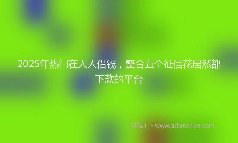 2025年热门在人人借钱，整合五个征信花居然都下款的平台