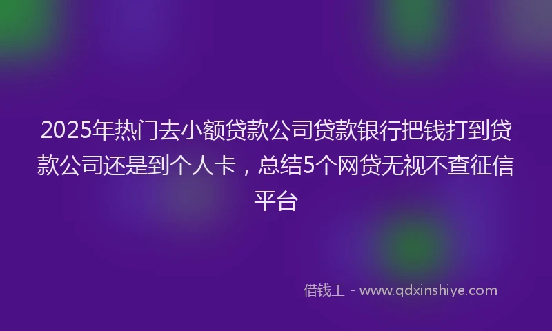 2025年热门去小额贷款公司贷款银行把钱打到贷款公司还是到个人卡，总结5个网贷无视不查征信平台