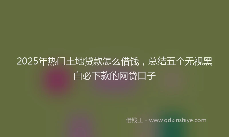 2025年热门土地贷款怎么借钱，总结五个无视黑白必下款的网贷口子