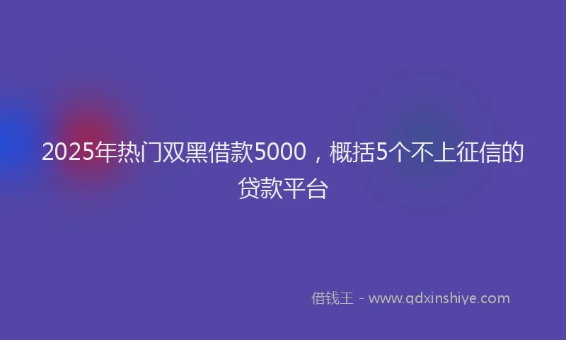 2025年热门双黑借款5000，概括5个不上征信的贷款平台