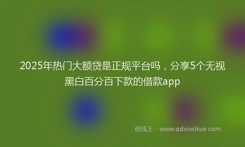 2025年热门大额贷是正规平台吗，分享5个无视黑白百分百下款的借款app