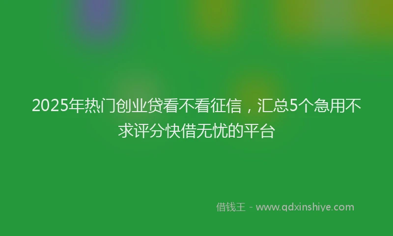 2025年热门创业贷看不看征信，汇总5个急用不求评分快借无忧的平台
