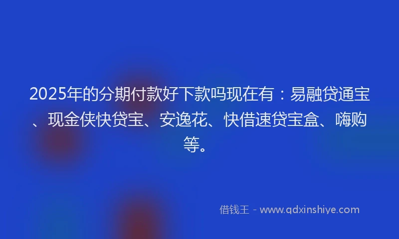 2025年的分期付款好下款吗现在有：易融贷通宝、现金侠快贷宝、安逸花、快借速贷宝盒、嗨购等。