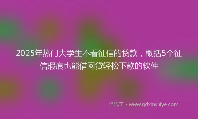 2025年热门大学生不看征信的贷款，概括5个征信瑕疵也能借网贷轻松下款的软件