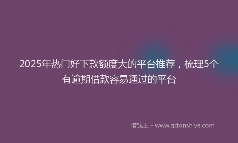 2025年热门好下款额度大的平台推荐，梳理5个有逾期借款容易通过的平台