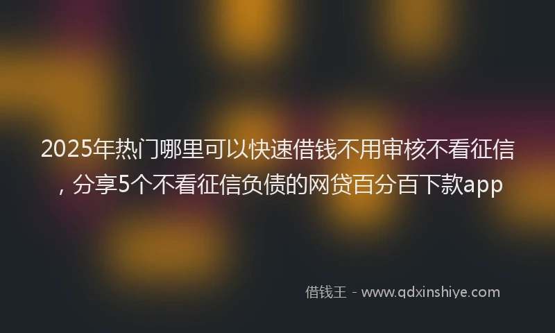 2025年热门哪里可以快速借钱不用审核不看征信，分享5个不看征信负债的网贷百分百下款app