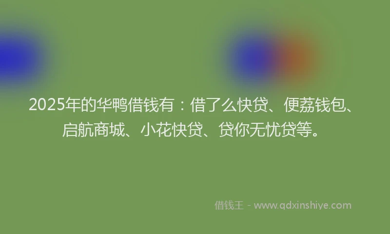 2025年的华鸭借钱有：借了么快贷、便荔钱包、启航商城、小花快贷、贷你无忧贷等。