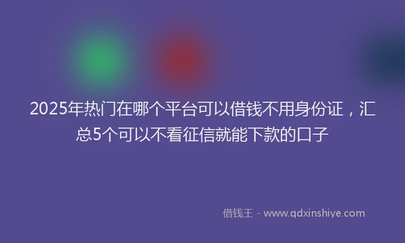 2025年热门在哪个平台可以借钱不用身份证，汇总5个可以不看征信就能下款的口子