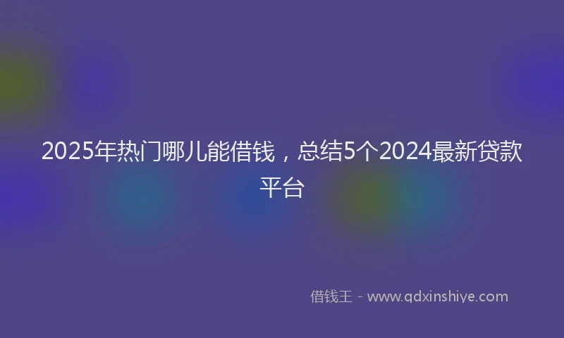 2025年热门哪儿能借钱，总结5个2024最新贷款平台