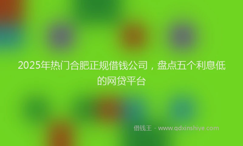 2025年热门合肥正规借钱公司，盘点五个利息低的网贷平台