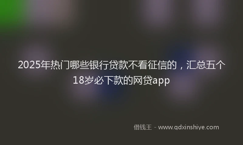 2025年热门哪些银行贷款不看征信的，汇总五个18岁必下款的网贷app