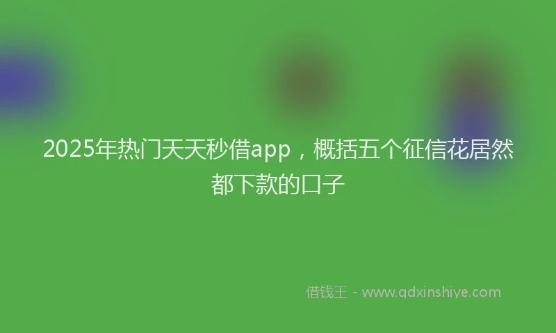 2025年热门天天秒借app，概括五个征信花居然都下款的口子