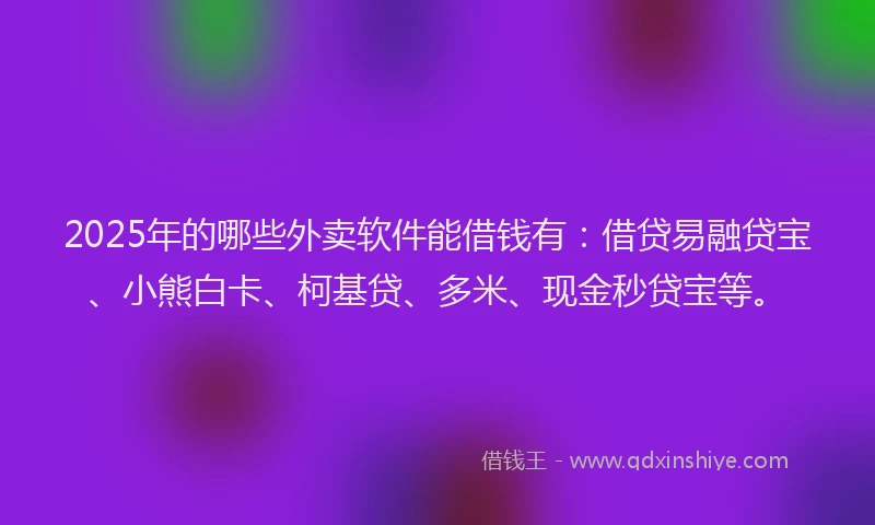 2025年的哪些外卖软件能借钱有：借贷易融贷宝、小熊白卡、柯基贷、多米、现金秒贷宝等。