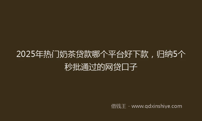 2025年热门奶茶贷款哪个平台好下款，归纳5个秒批通过的网贷口子