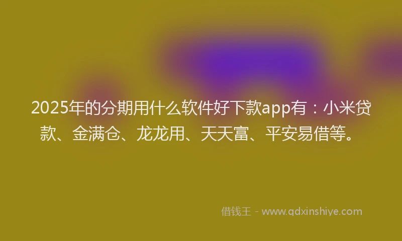 2025年的分期用什么软件好下款app有：小米贷款、金满仓、龙龙用、天天富、平安易借等。