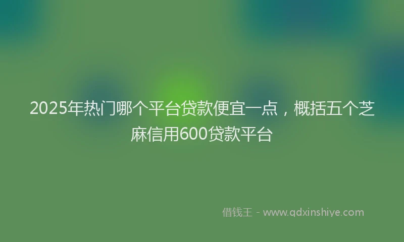 2025年热门哪个平台贷款便宜一点，概括五个芝麻信用600贷款平台