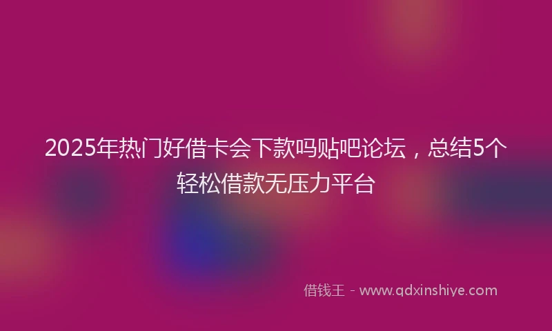 2025年热门好借卡会下款吗贴吧论坛，总结5个轻松借款无压力平台