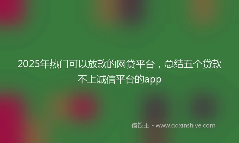 2025年热门可以放款的网贷平台，总结五个贷款不上诚信平台的app