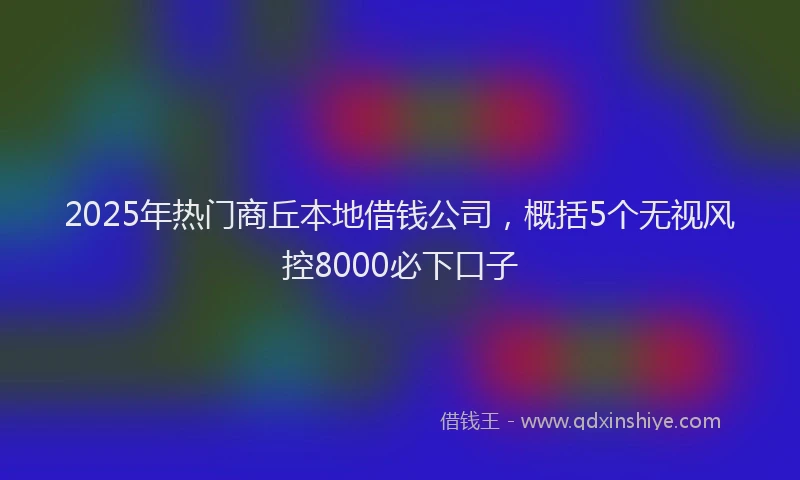 2025年热门商丘本地借钱公司，概括5个无视风控8000必下口子