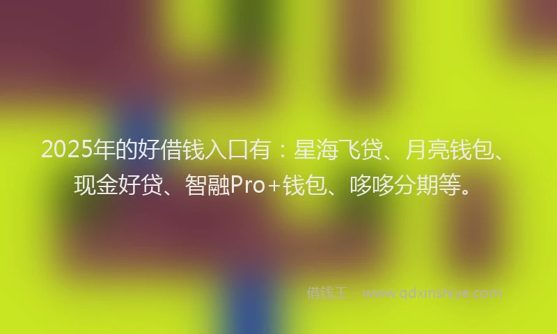 2025年的好借钱入口有：星海飞贷、月亮钱包、现金好贷、智融Pro+钱包、哆哆分期等。