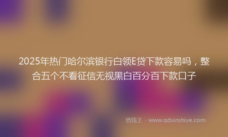 2025年热门哈尔滨银行白领E贷下款容易吗，整合五个不看征信无视黑白百分百下款口子